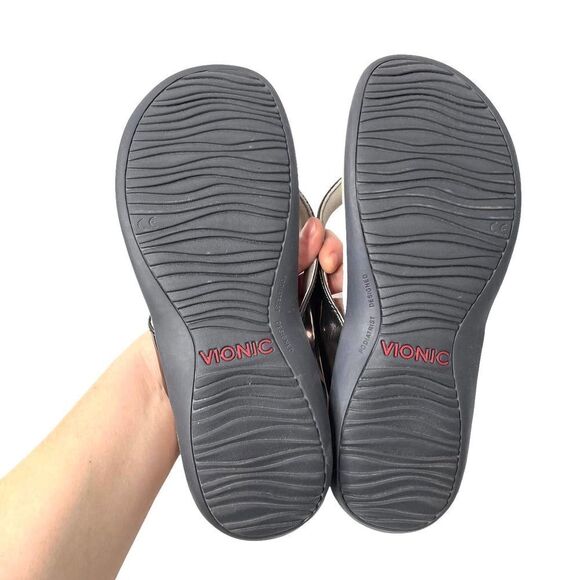 Vionic Dillon  toe post thong slide sandals Sz 7 in Pewter - Picture 6 of 7